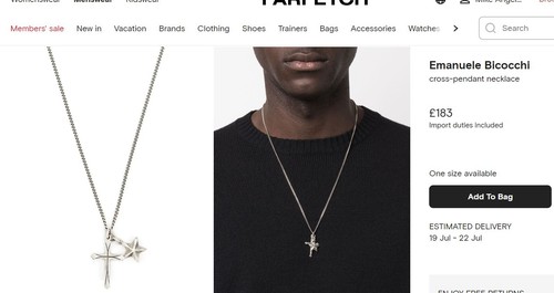 Collar Colgante Cruz Estrella Emanuele Bicocchi | Plata | 100% Auténtico - Imagen 7 de 9