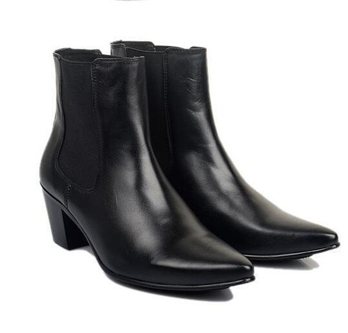 Britische Herren Echtleder Spitz zulaufend Stiefeletten Kubanischer Absatz Elegant Chelsea Schuhe - Bild 3 von 10