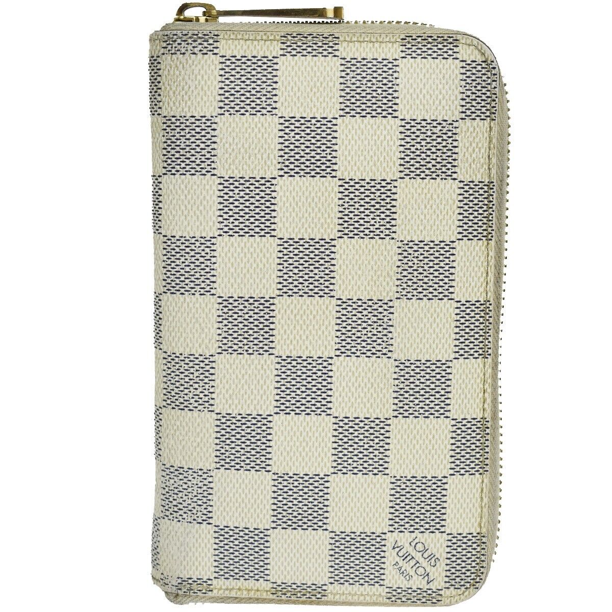 LOUIS VUITTON Zippy Compact Wallet Damier Azur Leather White LOUIS VUITTON Zippy Compact Wallet Damier Azur Leather White