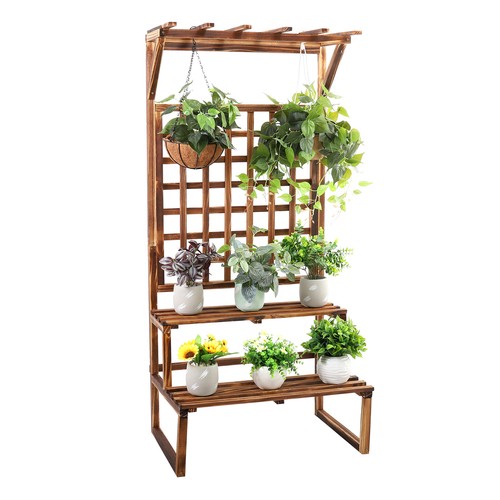 Plant Stand Wood Multiple Potted Shelf Garden Plant Holder Rack for Small Large - Picture 8 of 194