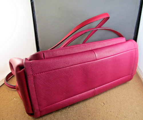 Coach Fuchsia Pink/Red Leather Tote Dual Shoulder Strap Handbag Purse Hand Bag - Picture 8 of 18