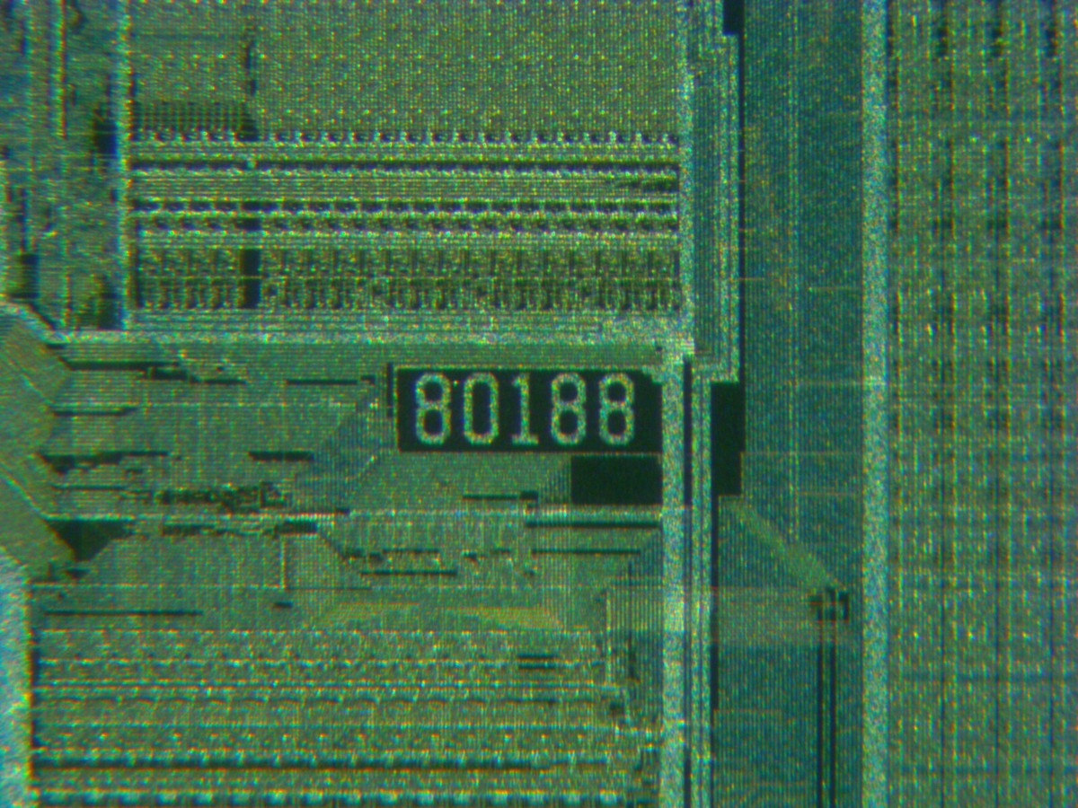Early 1980s Intel C80188-3 16 bit 8MHz CPU, 68 PIN Gold Plated