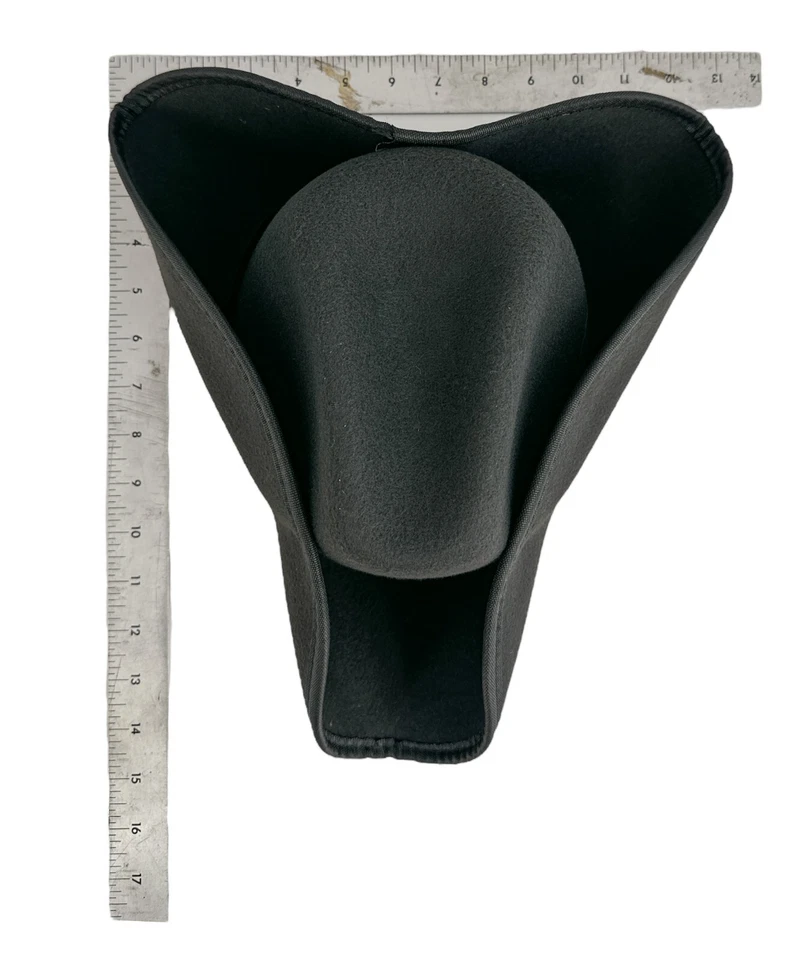 Sombrero Pirata Negro Lana Fieltro Peso Ligero Arrugado Abolladura Corona Calidad Superior Foto 2 de 4