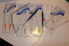 LOT OF 8 plastic metal Circular Knitting Needles misc sizes crafts hat socks