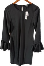 J. Crew Dress Women's Size 2 Bell Ruffles Sleeves Black Satin $138