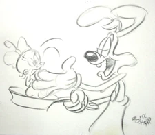 1989 SIGNED Bill Kopp ROGER RABBIT WALT DISNEY ORIGINAL PUBLICITY cel DRAWING