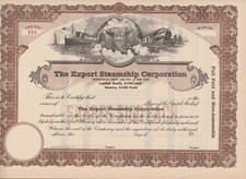 Export Steamship Corporation Stock Certificate New York