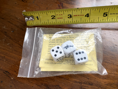Vintage 1990 Beached Orca Killer Whale Dice Game NEW IN PACKAGE Instruction Book - Picture 4 of 4