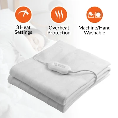 Winter Warmer Electric Blanket Heated Under Blanket Fast Heat Up 3 Heat Settings
