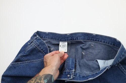 Vintage 90s Carhartt Mens 44x38 Distressed Wide Leg Dungaree Denim Jeans USA - Picture 7 of 11