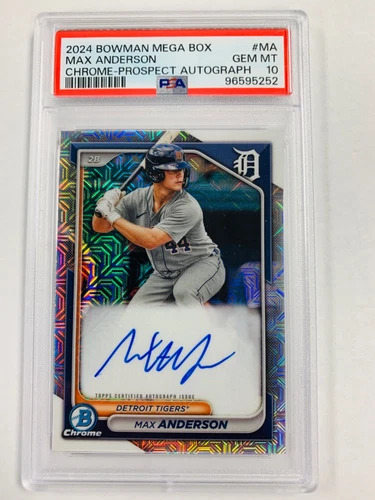 2024 BOWMAN MEGA BOX MAX ANDERSON AUTO ROOKIE #MA PSA 10 GEM MINT TIGERS