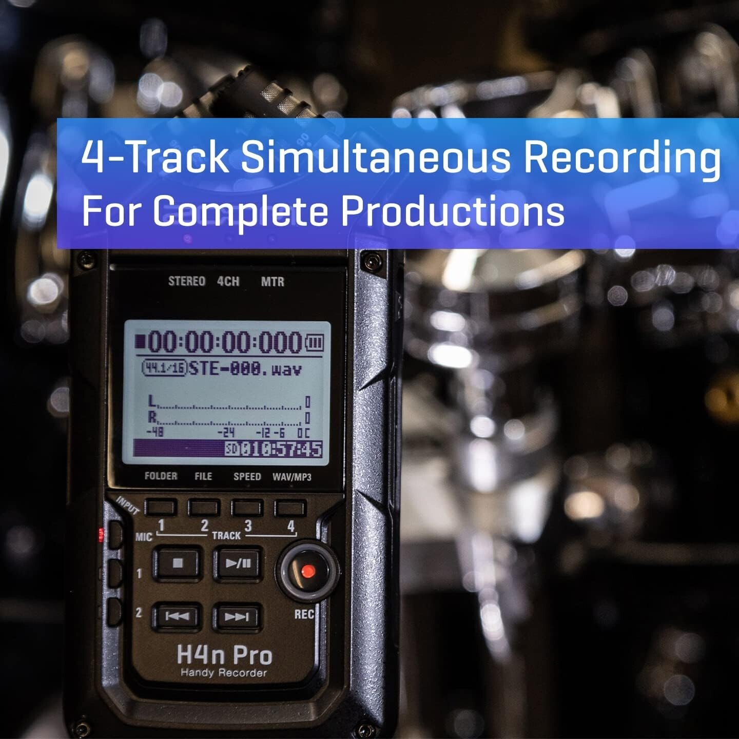 Zoom H4N Pro 4-track Portable Audio Recorder , Black, Stereo, Multitrack