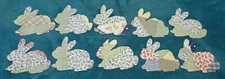 10 PRIMITIVE ANTIQUE CUTTER QUILT BUNNIES! EASTER! Scrapbooking!