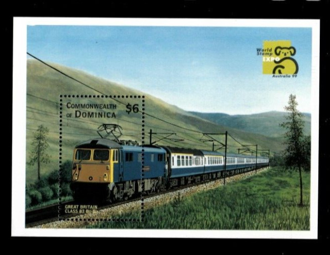 VINTAGE CLASSICS - Dominica 1999- Trains- Souvenir Stamp Sheet - Scott 2132- MNH