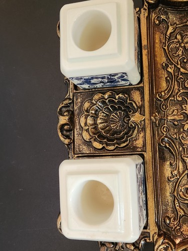 Vintage Delft Blauw Distel Holland Blue & White Double Inkwell 1978 - Picture 6 of 11