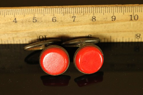 VECCHI gemelli uomo sovietici vintage URSS placcati oro con cabochon in plastica C546 - Foto 6 di 6
