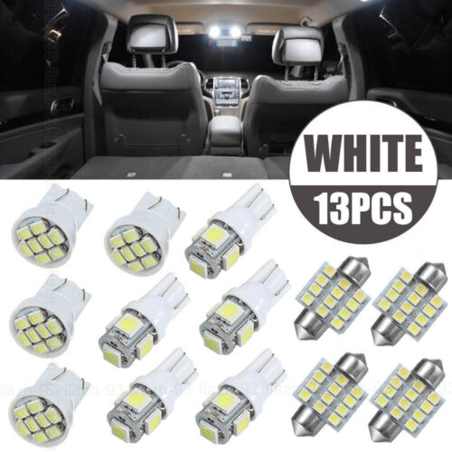 13pcs Car LED Lights Package Kit For Dome License Plate Lamp Bulb Lights White - Afbeelding 1 van 14
