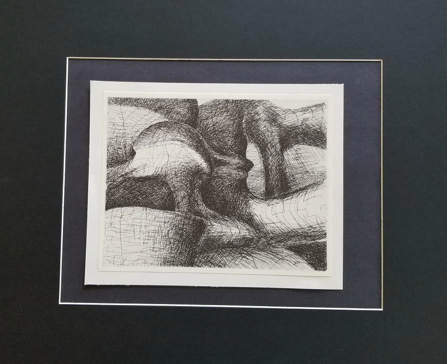 Henry Moore "Placa 26 de Elefante Calavera Montada en blanco y negro Litografía Desplazada 1973 Foto 4 de 4