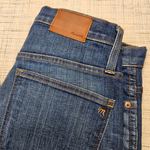 Jeans skinny Madewell vita alta bottoni mosca orlo grezzo denim invecchiato taglia 30 - Foto 11 di 12