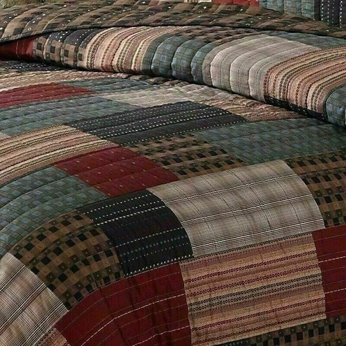 King Size Bedding Quilt Set Rustic Lodge Farm Cabin Country Patchwork Design New - Picture 9 of 24