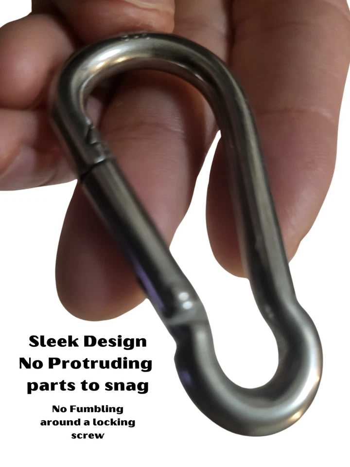 Mosquetón de acero inoxidable 316 clip a presión broche de senderismo grado marino 6 mm 1/4 2 3/8" Foto 3 de 4