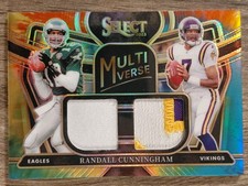 2023 Panini Select Multiverse Randall Cunningham Patch #MU-RCU Tie-Dye Prizm /25