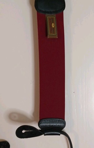 Trafalgar Mens Suspenders Burgundy Red Silk Ribbon Button Style Leather Trim - Picture 3 of 8
