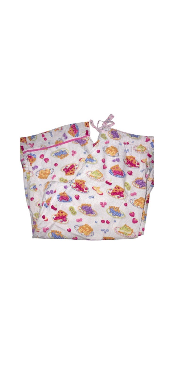 Vintage Nick & Nora Cherry Pie Print Pajama Pants Size S Women's