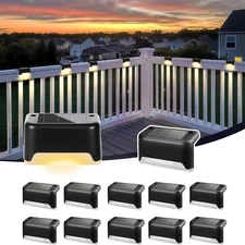 12Pcs Solar Deck Lights Outdoor Step Lights LED Fence Stair Lamp Garden Yard LED