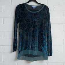 Simply Vera Vera Wang Velvet Burnout Tunic Top Medium Teal Boho Romantic