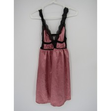 Pink Satin Lace Chemise Large Black Babydoll Nightgown Lingerie Y2K Coquette