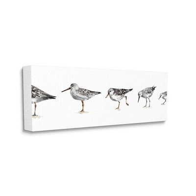 Sandpiper Bird Stances Minimal Grey White Painting, Designed by Lisa Audit Wa...