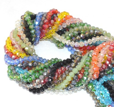 Catotrem Faceted Glass Crystal Beads Strands Briolette Rondelle Crystal Beads...