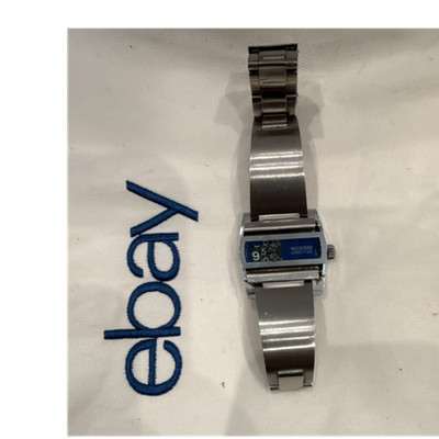 Richard Directime Men's Rectangle Watch Silver Metal Band Blue Dial