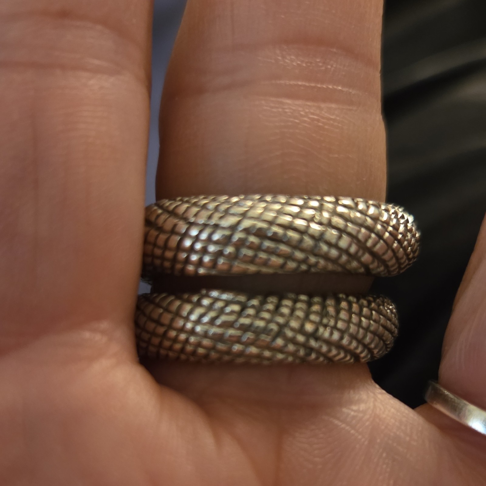 Adjustable Silver Snake Wrap Statement Ring Size 8 - image 4