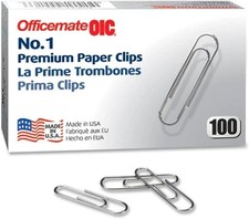 Officemate Paper Clips OIC99916 No. 1, Silver