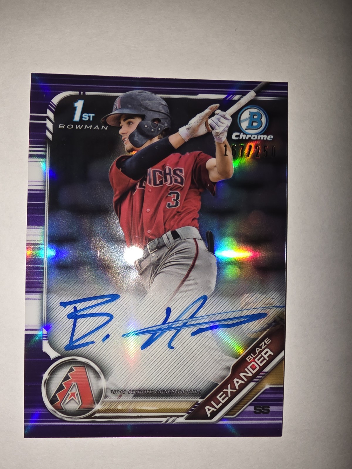 2019 Bowman Chrome Blaze Alexander Purple Refractor Auto /250