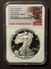 2021-S $1 SILVER AMERICAN EAGLE NGC PF70 Eagle Landing T-2 EARLY RELEASES :07973
