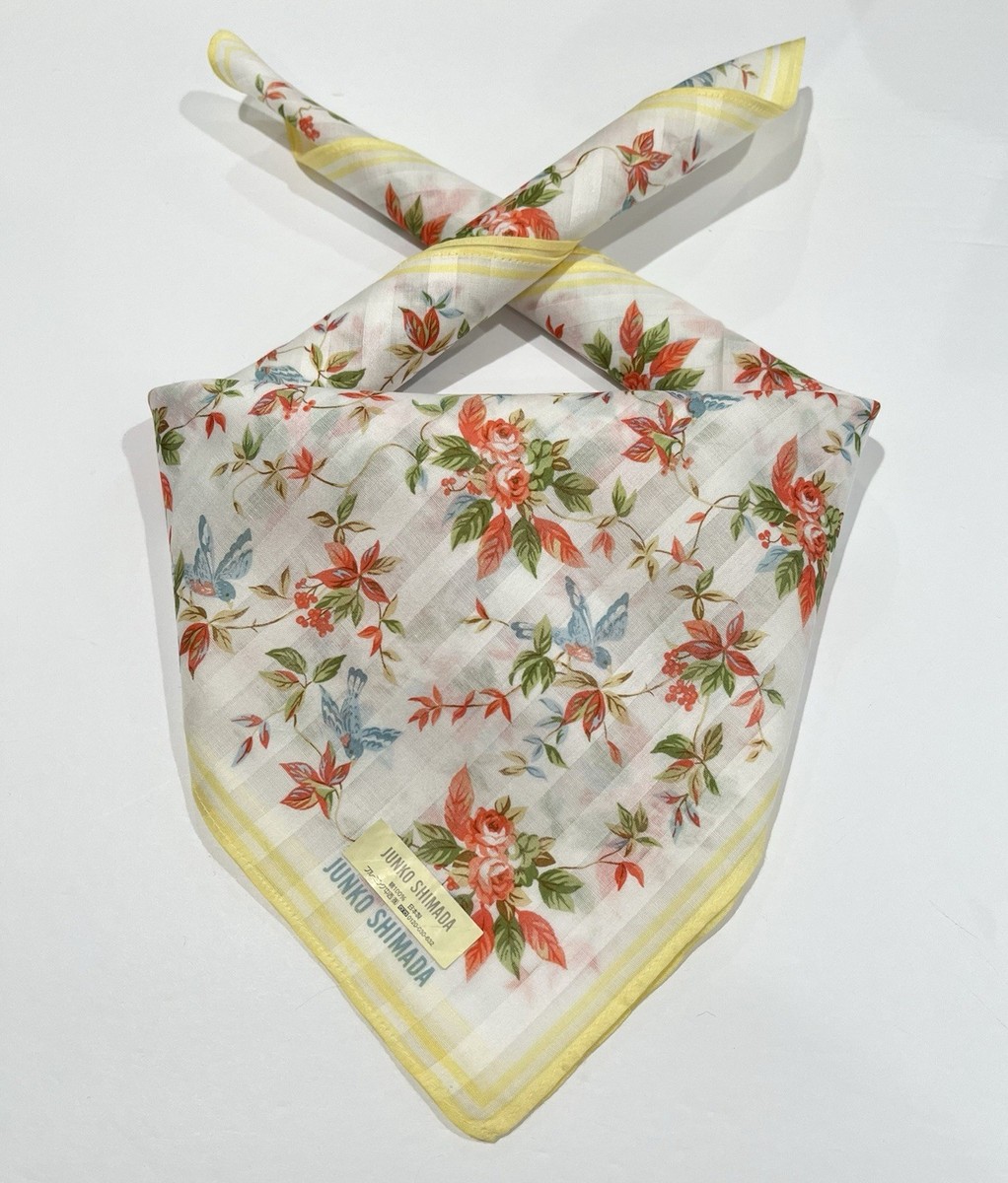 Handkerchief Vtg JUNKO SHIMADA Woman Scarf Art Bird Cotton Pocket