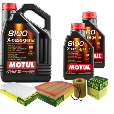 MANN Inspektionspaket 7L MOTUL 8100 X-CESS 5W-40 für BMW 5er 520i 525i 530i