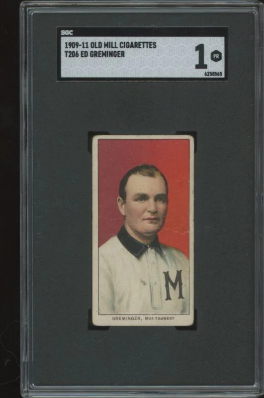 1909 T206 ED GREMINGER NNO POOR SL OLD MILL SGC 1 BASEBALL MONTGOMERY CLIMBERS