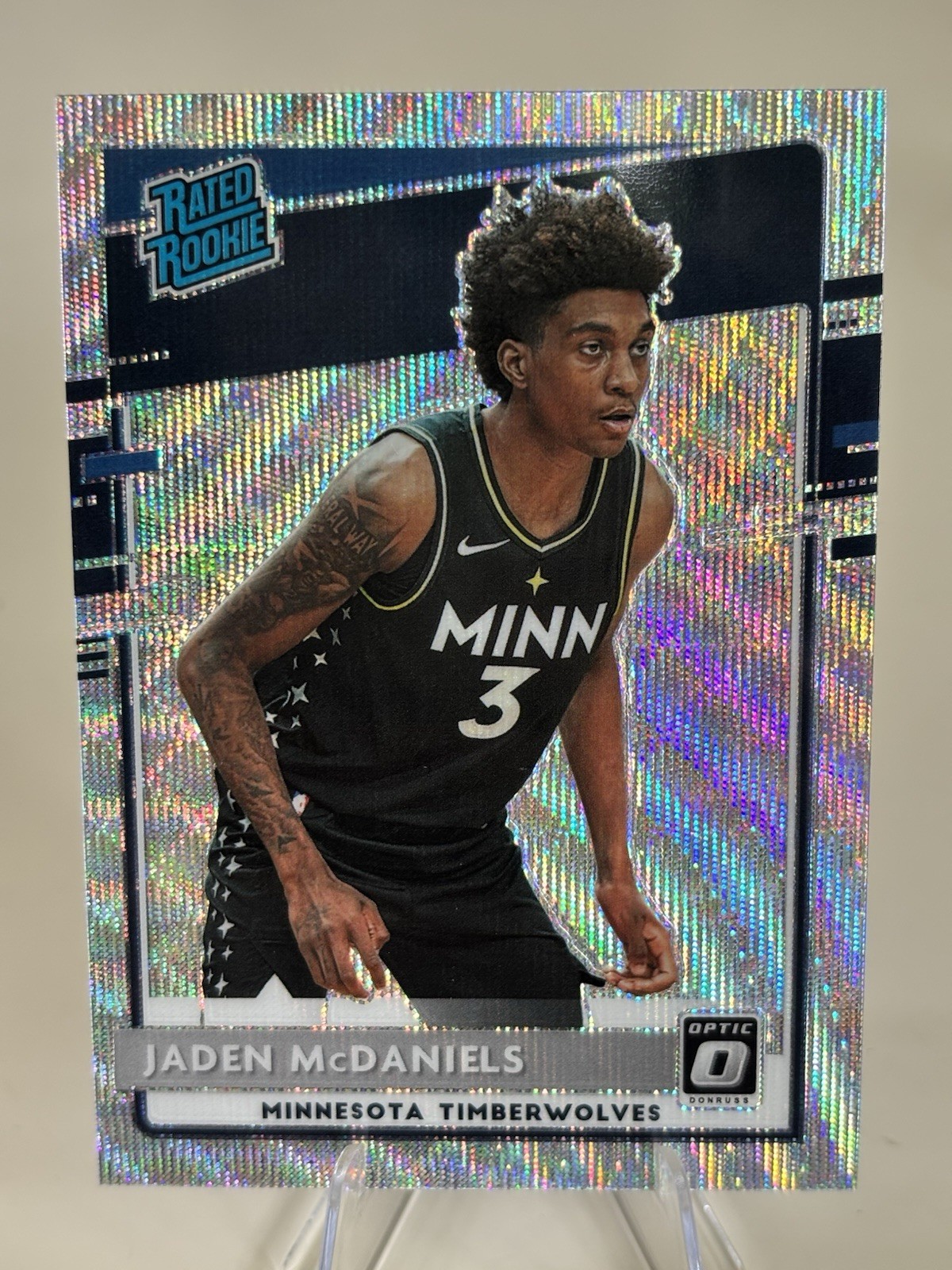 2020-21 Donruss Optic - Rated Rookie Jaden McDaniels #178 Wave Prizm (RC)