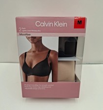 Calvin Klein - Lightly Lined Wireless Bras - Black  Cedar -Size M - 2 PACK -NEW