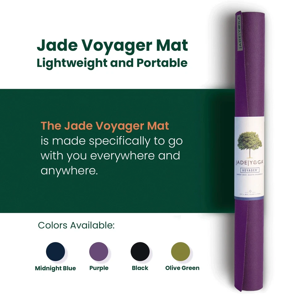 JadeYoga Voyager Ligera Portátil Estera de Yoga Antideslizante Púrpura 68 Pulgadas Foto 2 de 4