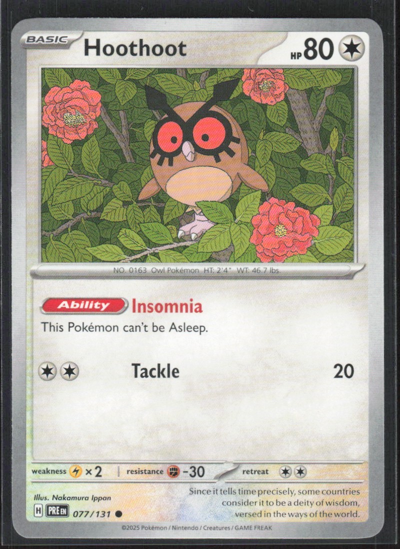 2025 Scarlet & Violet Series - Prismatic Evolutions Hoothoot Common #77