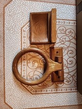 Vintage Oak Wooden 2pc Bathroom Set : Towel R...