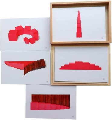 Kghios Montessori Pink Tower、 Brown Stair and Long Red Rods Sensorial Cards... 