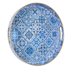 Large Decorative Round Serving Trays Modern Platter with Handles  33cm