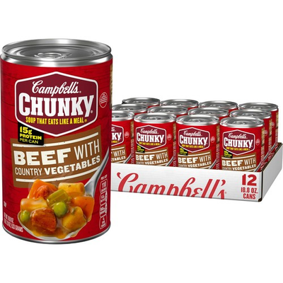 #ad Campbell’s Chunky Soup Beef Soup with Country Vegetables 18.8 Oz Can 12 Count $33.10