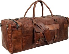 Leather Unisex Duffel Bag Large 32 Inch Travel Tote Carryon Bag